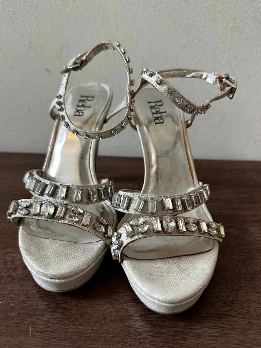 Silver Embellished Women's Platform Heels Sandal
